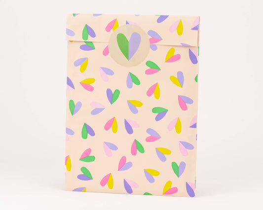 Papiertüten Herzflatter, Beige / Pink / Flieder