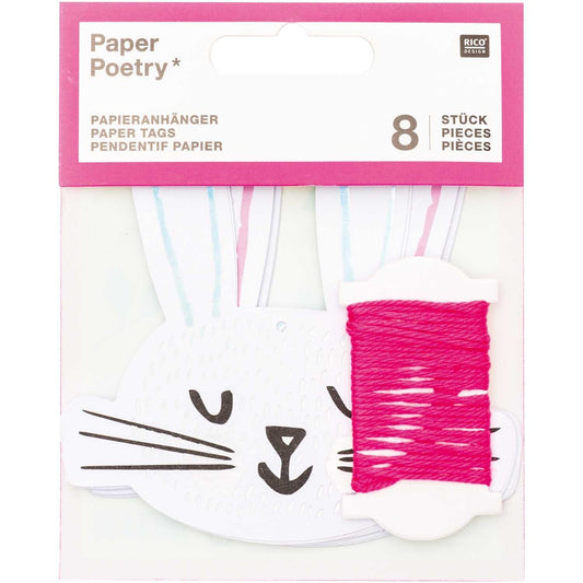 Rico Design Geschenkanhänger Hasengesicht 8Stk