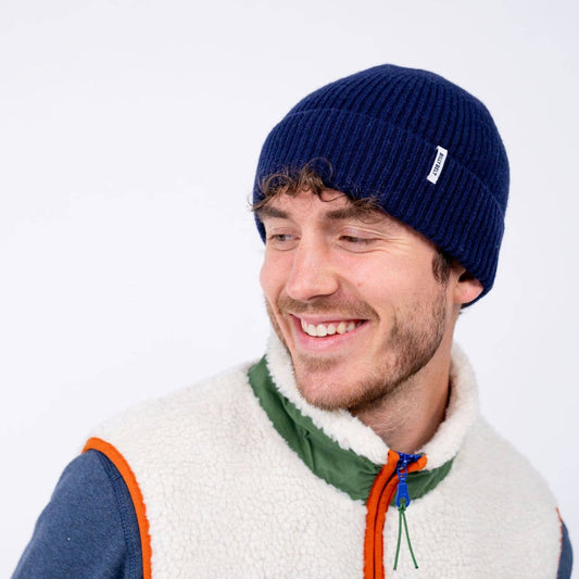 BillyBelt Beanie aus Lammwolle - Tiefblau