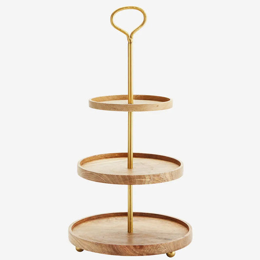 Madam Stoltz Etagere Mangoholz/Metall gold