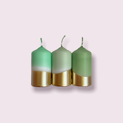 Pink Stories Stumpenkerzen klein 3erSet DipDye Neon „Forest Vibes“