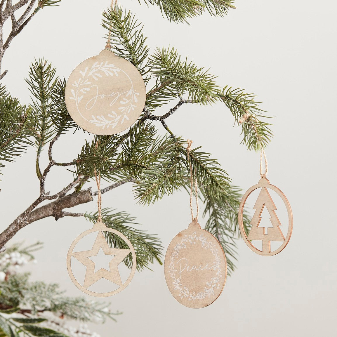 Ginger Ray Christbaumschmuck Holzanhänger 4erSet