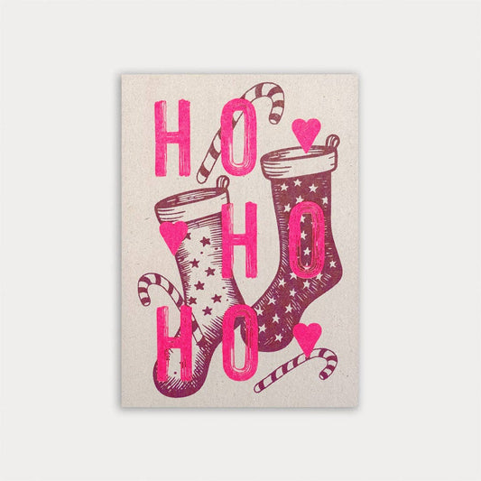 Postkarte / Typo / Ho Ho Ho / Risographie
