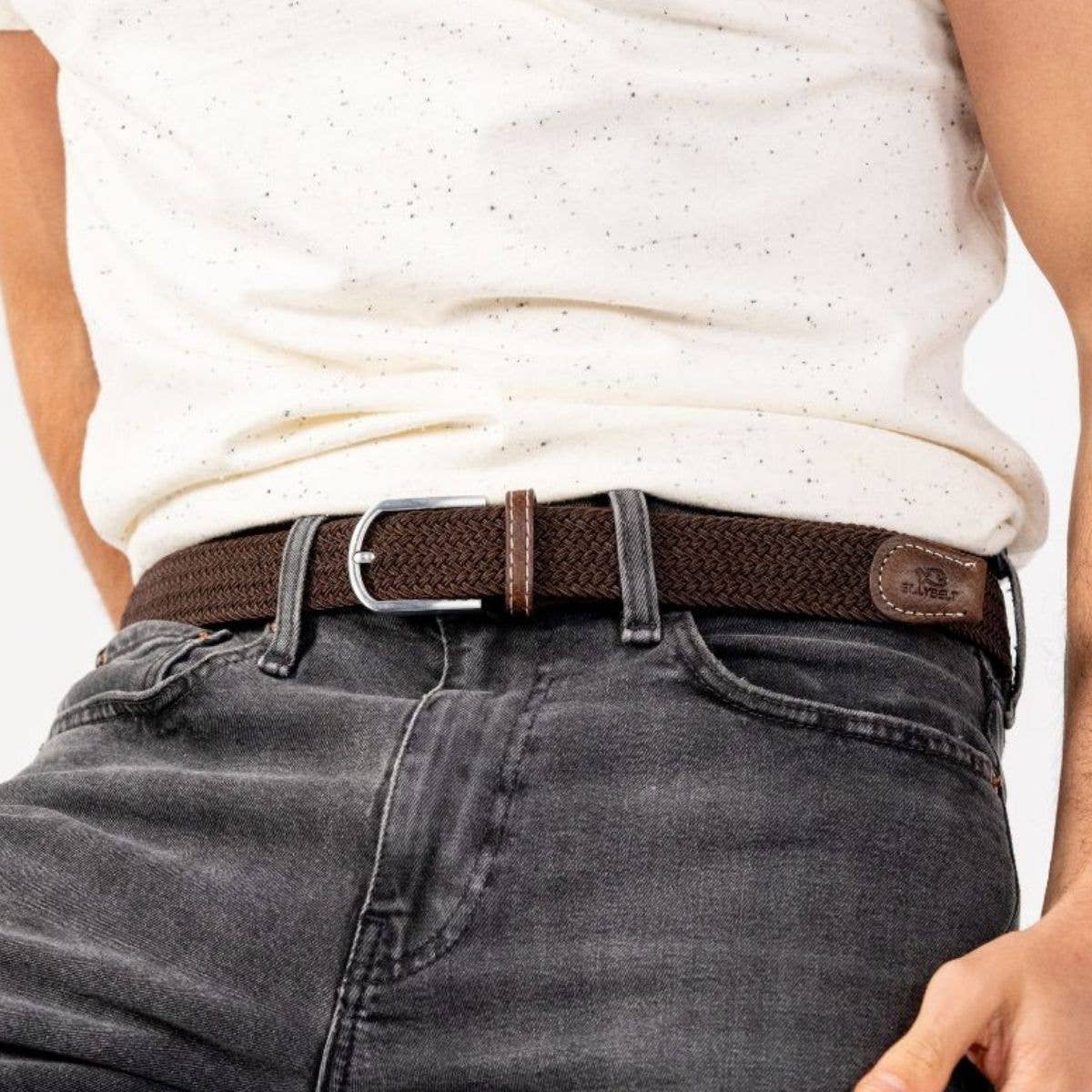 BillyBelt elastischer Flechtgürtel dunkelbraun