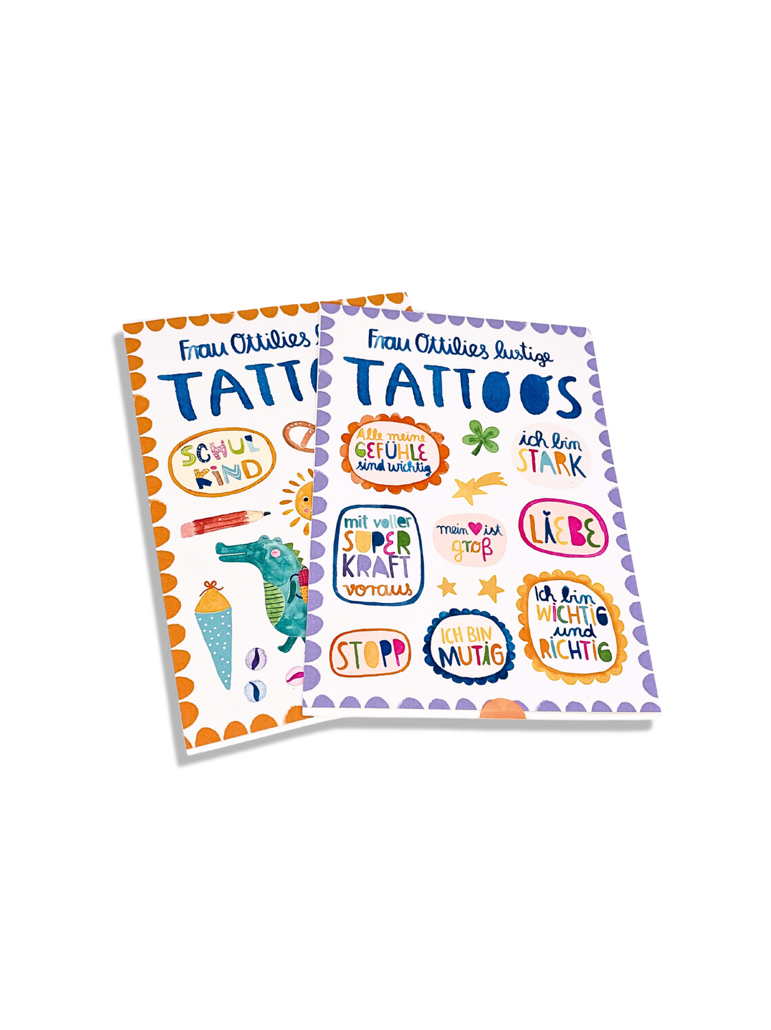 Frau Ottilie Kindertattoos mit hautfreundlichen, kinderfreundlichen Designs, ideal für Partys, Einschulung und kreative Momente.