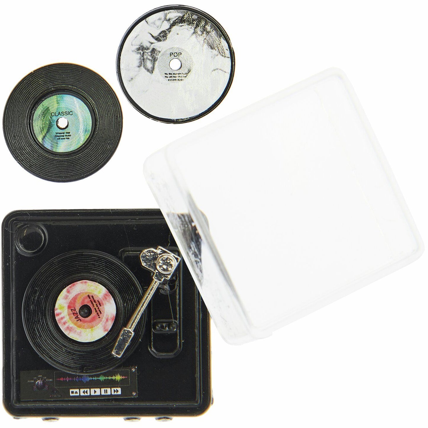 Rico Design Miniatur Plattenspieler mit Schallplatten