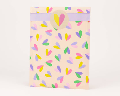 Papiertüten Herzflatter, Beige / Pink / Flieder