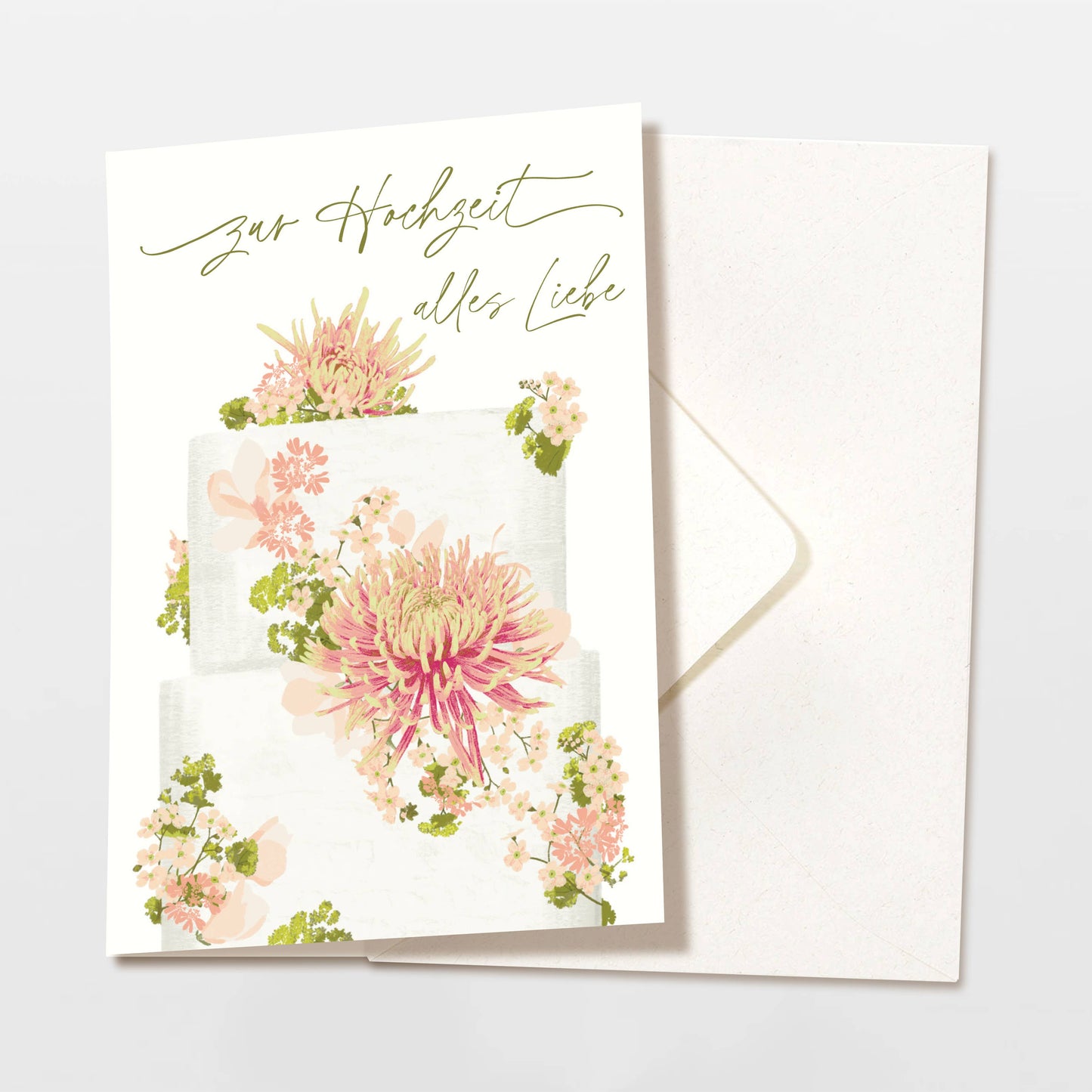 Wildblumenatelier Klappkarte 'zur Hochzeit alles Liebe' Torte mit Blumen
