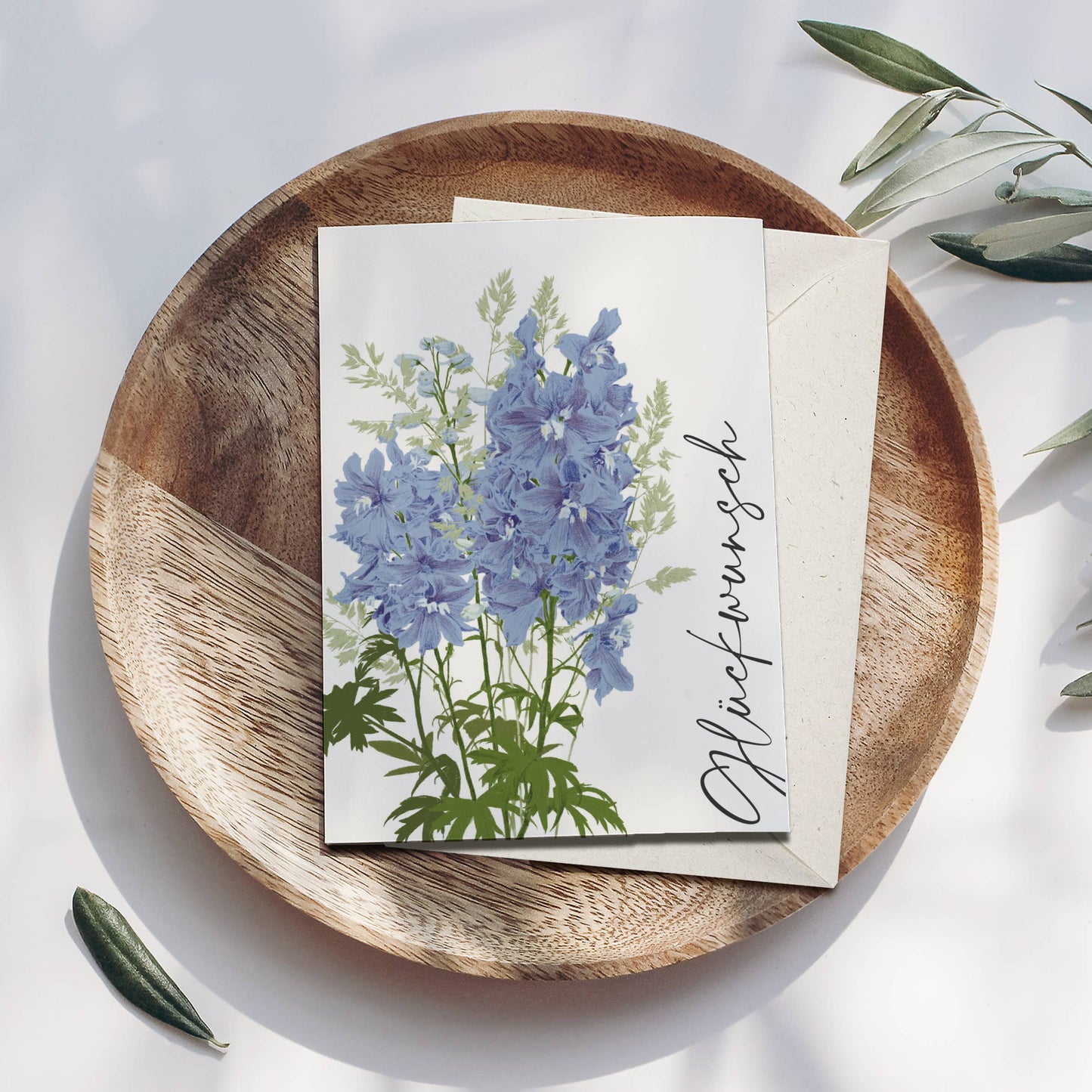 Wildblumenatelier Klappkarte 'Glückwunsch' mit blauen Blumen