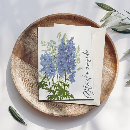 Wildblumenatelier Klappkarte 'Glückwunsch' mit blauen Blumen