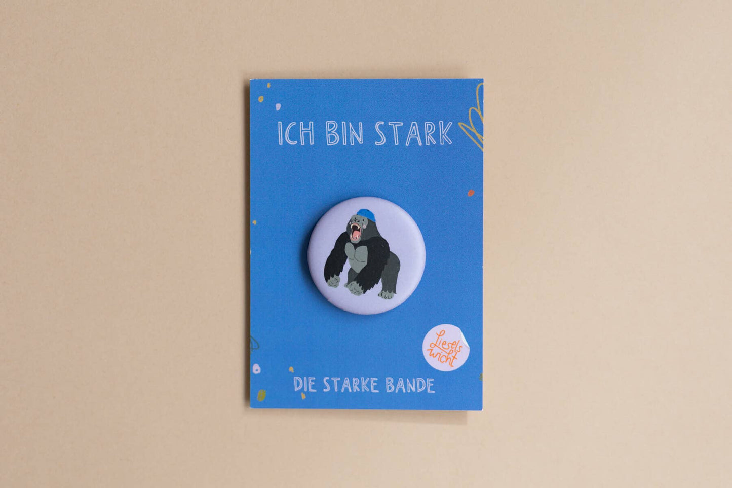 LieselsWicht Button Mit Affirmation - Gorilla - Ich Bin Stark