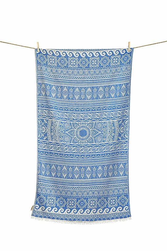 Strandtuch Elliniko Parl. Blau, 100 % Baumwolle
