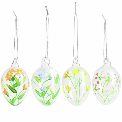 RicoDesign Osterdeko Glaseier 4erSet „Frühlingswiese“ handbemalt