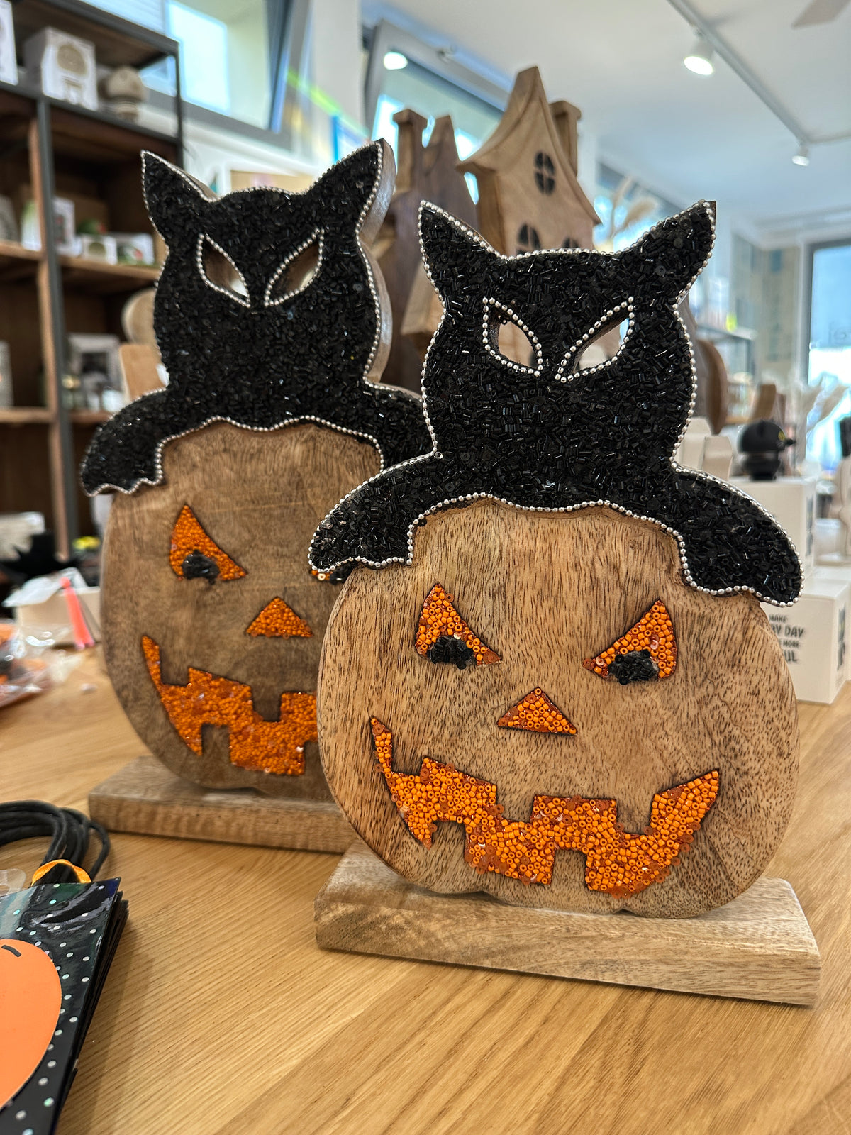 Halloween Holzdeko Kürbis Hut