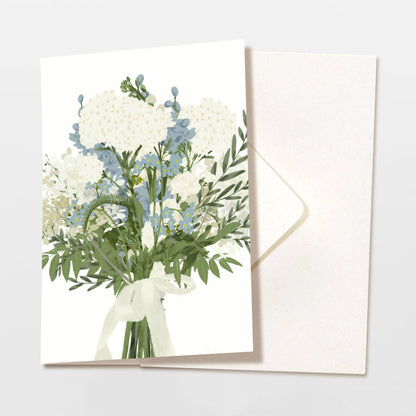 Wildblumenatelier Klappkarte für Blumenstrauß mit blauen und weißen Blumen