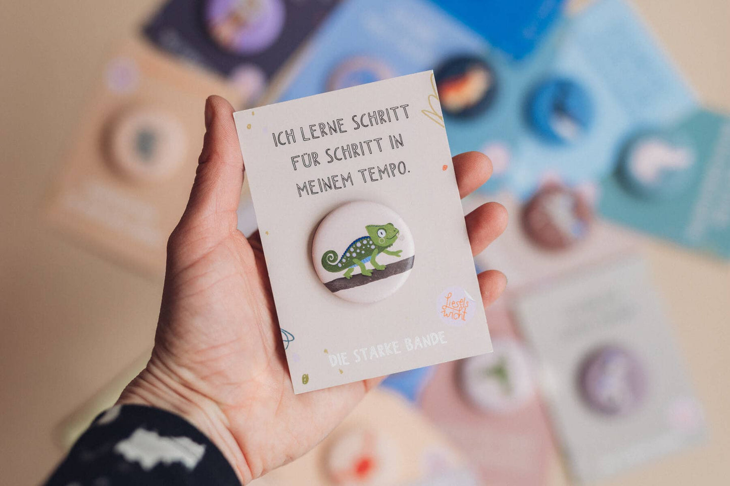 LieselsWicht Button Mit Affirmation - Chamäleon - Schritt Für Schritt