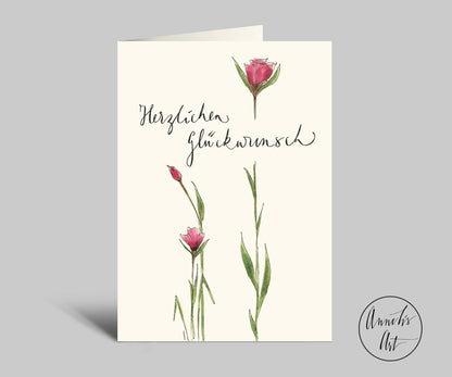 Annelis Art Glückwunschkarte | Herzlichen Glückwunsch | Klappkarte