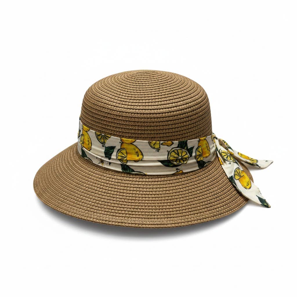 Zitronenfarbener Sommerstrohhut