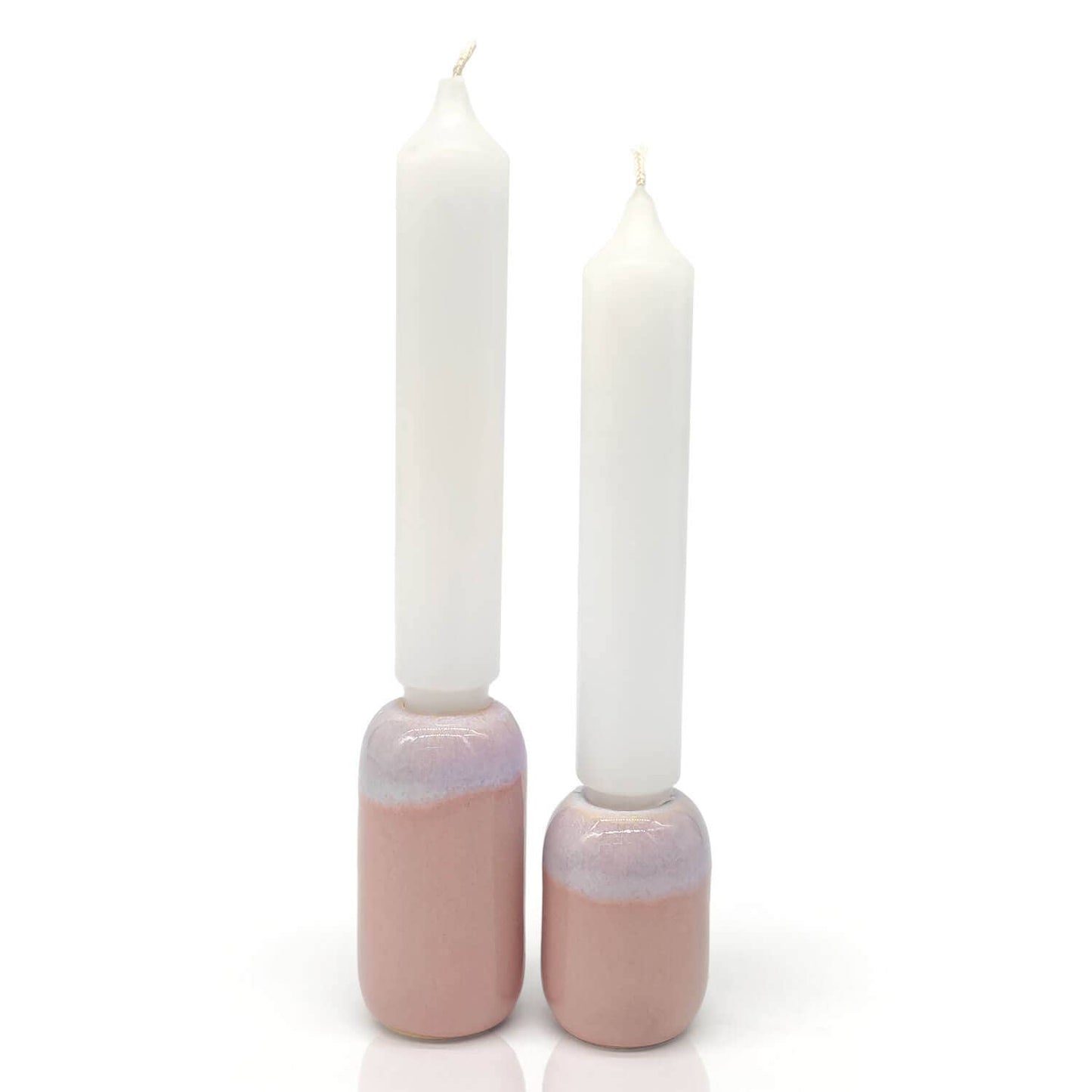 Kerzenhalter klein, 6,5 cm, aus Keramik, rosa