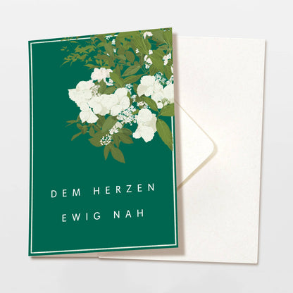 Wildblumenatelier Klappkarte 'dem Herzen ewig nah' mit weißen Blumen