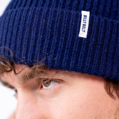 BillyBelt Beanie aus Lammwolle - Tiefblau
