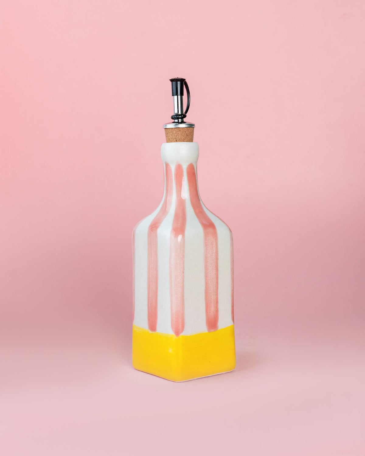 Tierra Cocida Handgefertigter Keramik‑Ölspender – Gelb & Rosa - Valentina