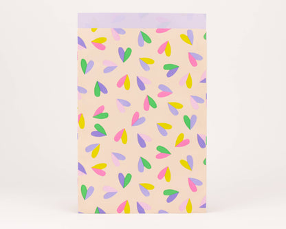 Papiertüten Herzflatter, Beige / Pink / Flieder