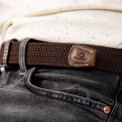 BillyBelt elastischer Flechtgürtel dunkelbraun