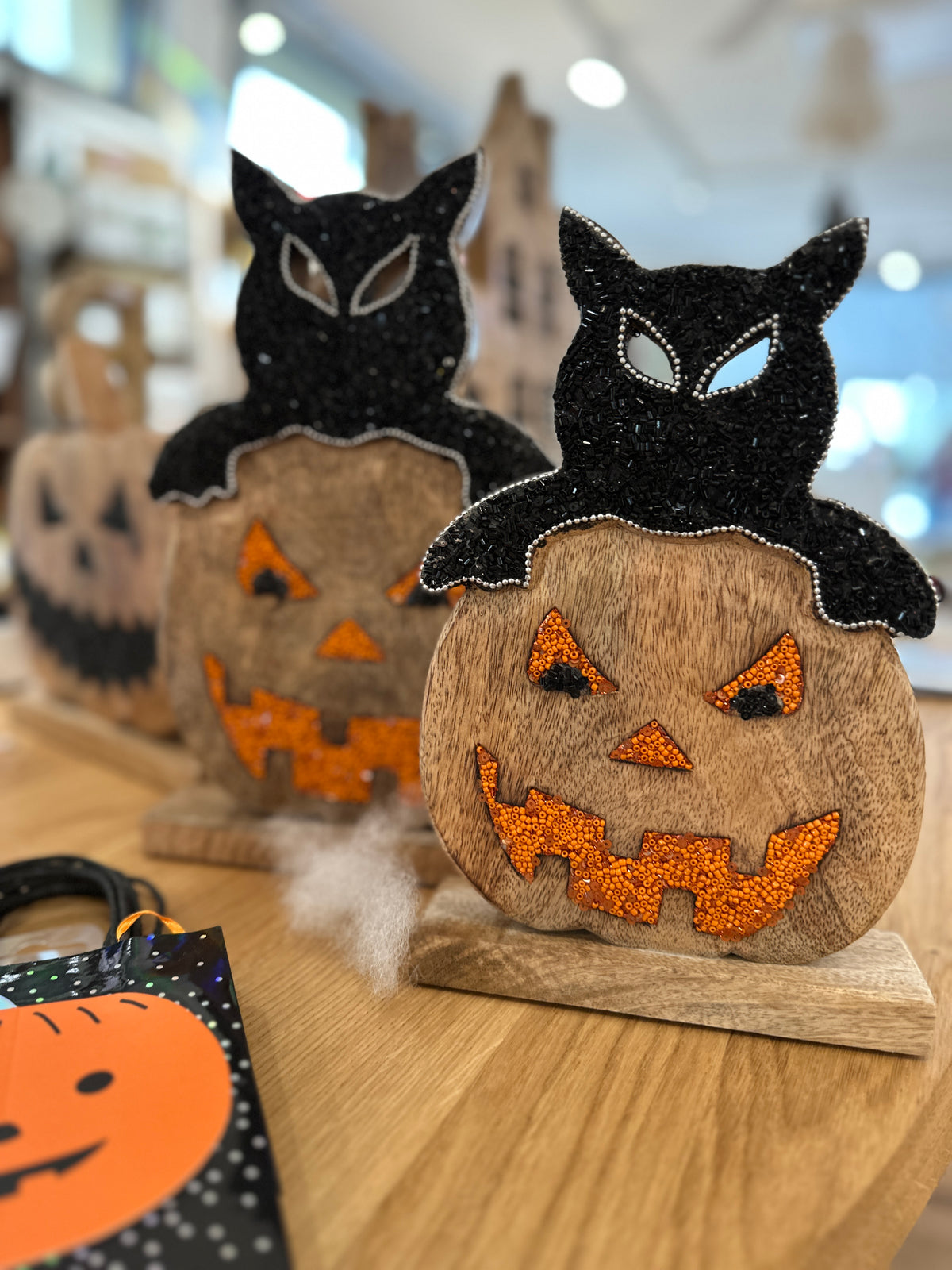 Halloween Holzdeko Kürbis Hut