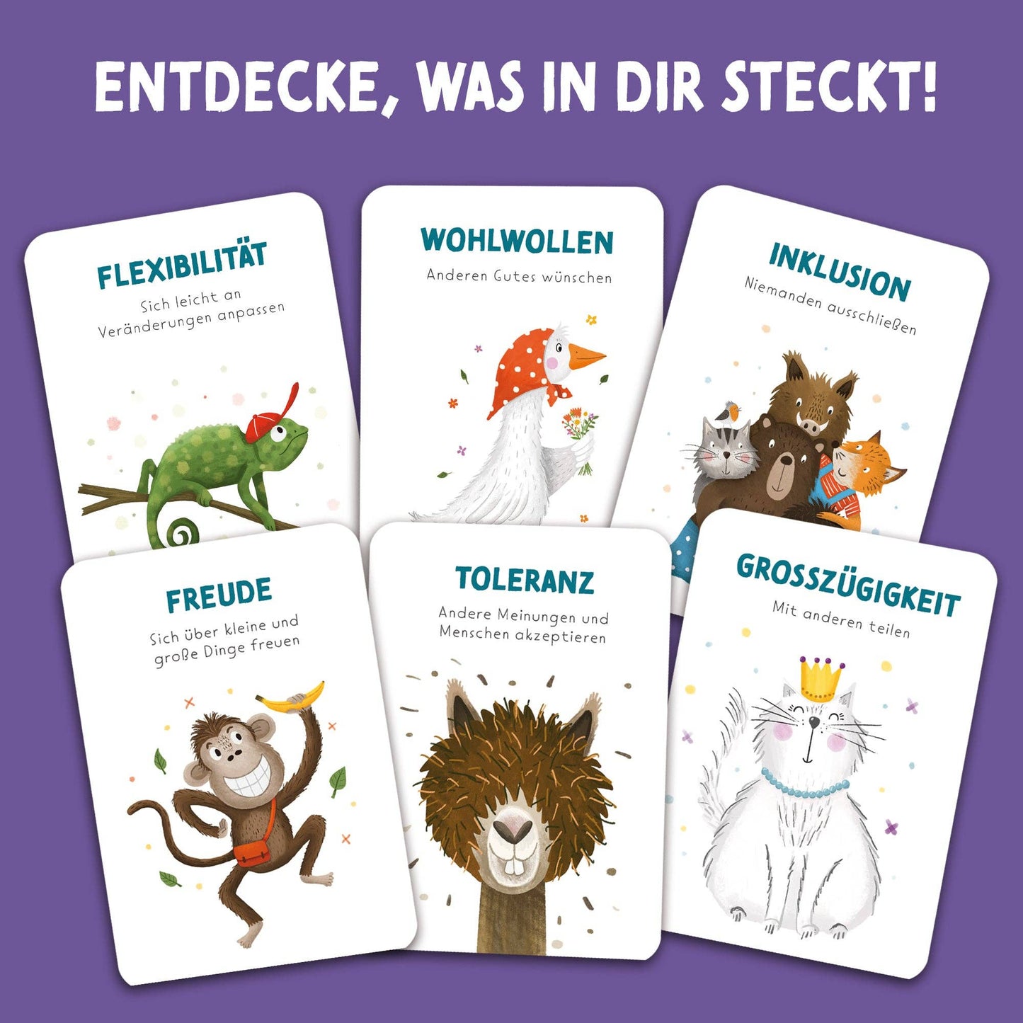 Rüsselfuchs - „Starke Gedanken“ Stärkekarten für Kinder | 40 Charakterstärken