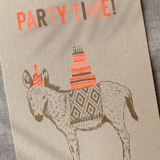Postkarte / Esel / Party time! / Ökopapier