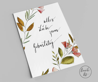 Postkarte | Geburtstagskarte | Geburtstag mit Blumen