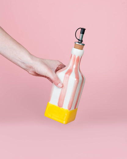 Tierra Cocida Handgefertigter Keramik‑Ölspender – Gelb & Rosa - Valentina