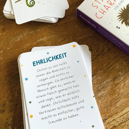 Rüsselfuchs - „Starke Gedanken“ Stärkekarten für Kinder | 40 Charakterstärken