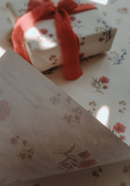 My Designpicture Geschenkpapier mit Blumen in Blau und Rot, 3-teiliges Set
