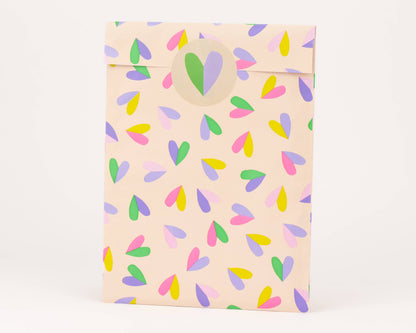 Papiertüten Herzflatter, Beige / Pink / Flieder