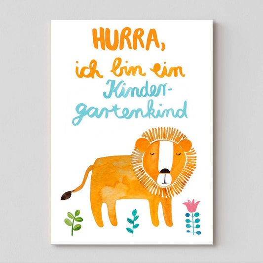 Frau Ottilie Postkarte *Kindergartenkind* mit Löwe