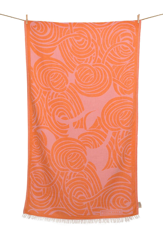 Strandtuch Matala in Orange und Pink