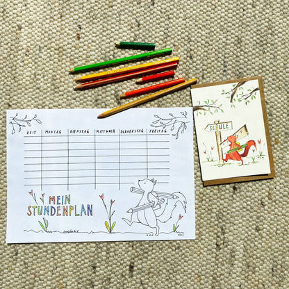 Annelis Art Einschulungskarte | Eichhörnchen kommt in die Schule