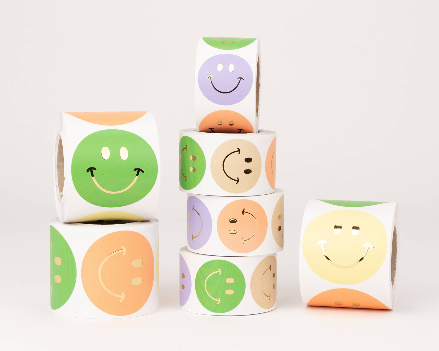 Aufkleber Smiley Gold (Grün/Orange/Gelb/Flieder/Beige)