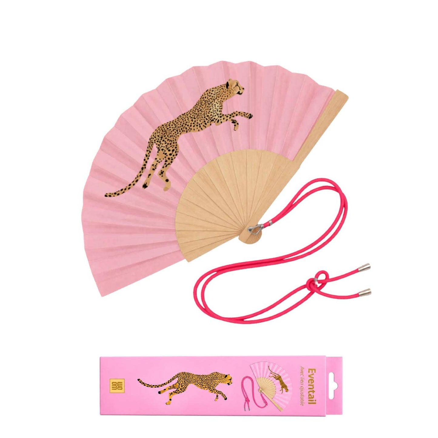 Fächer mit Schulterriemen – Rosa Leopard