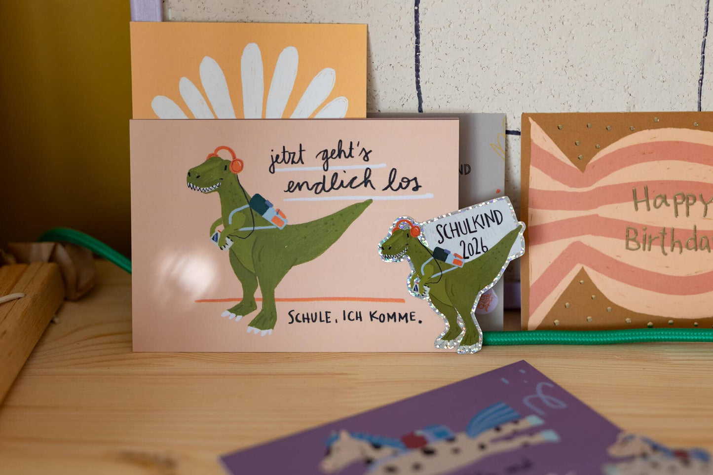 LieselsWicht Glitzersticker - Schulkind - T-Rex