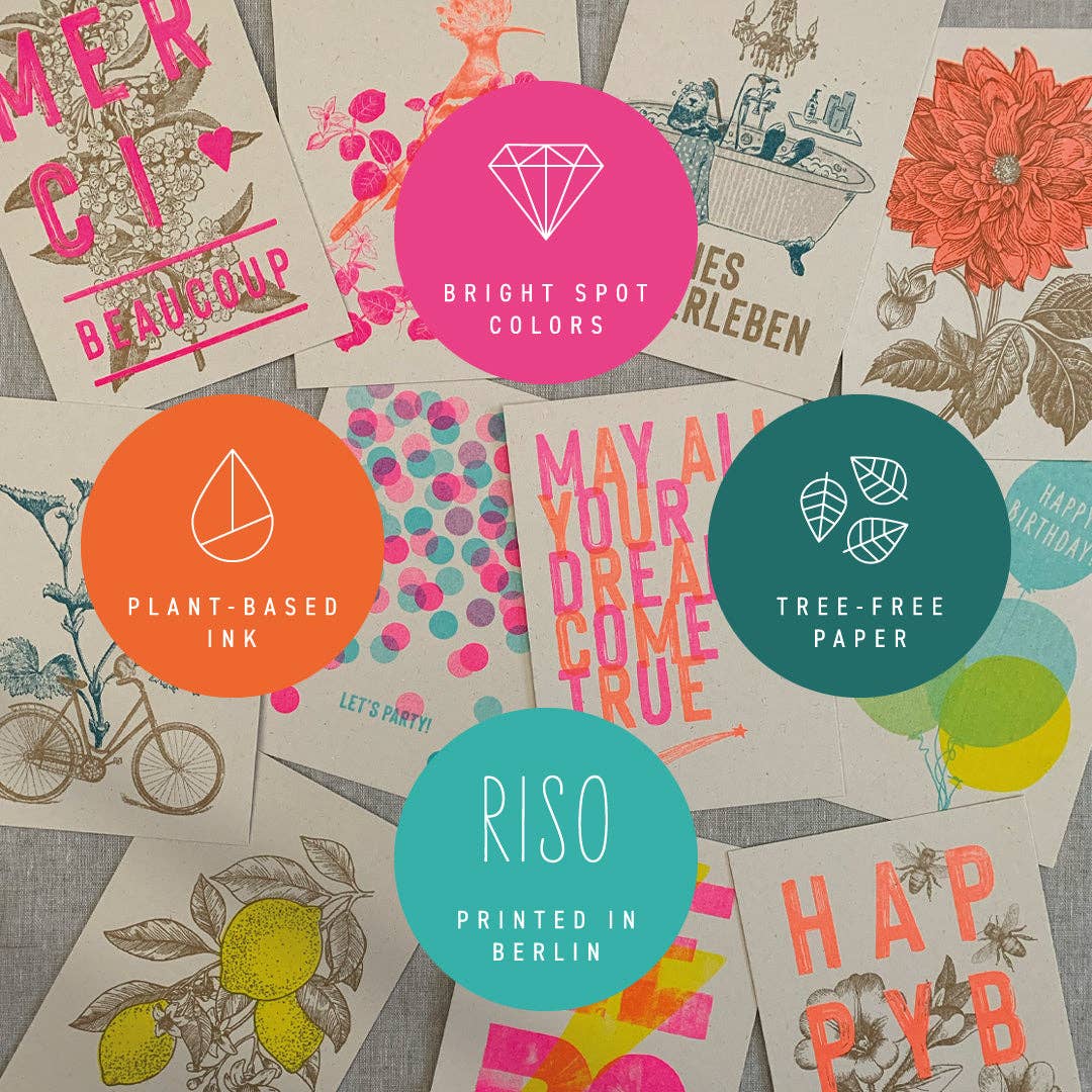 Postkarte / Elefant / Hip Hip Hooray! / Burgundy & Orange