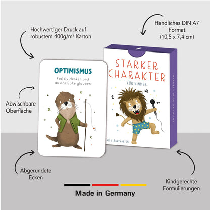 Rüsselfuchs - „Starke Gedanken“ Stärkekarten für Kinder | 40 Charakterstärken