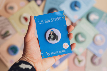 LieselsWicht Button Mit Affirmation - Gorilla - Ich Bin Stark