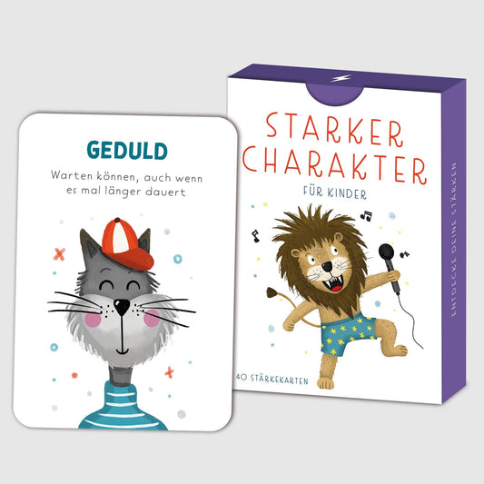 Rüsselfuchs - „Starke Gedanken“ Stärkekarten für Kinder | 40 Charakterstärken
