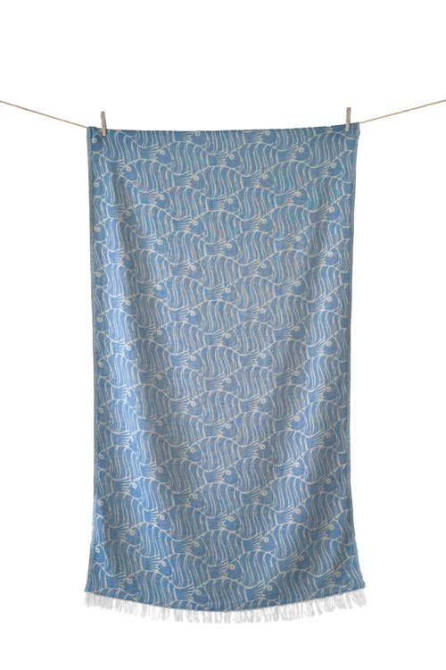 Strandtuch Fish in Blau