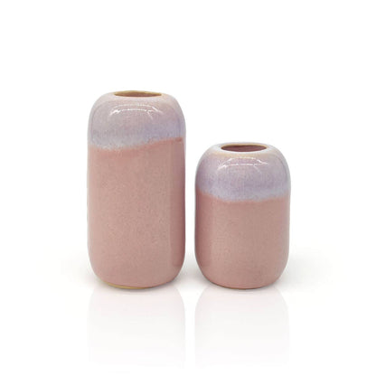 Kerzenhalter klein, 6,5 cm, aus Keramik, rosa