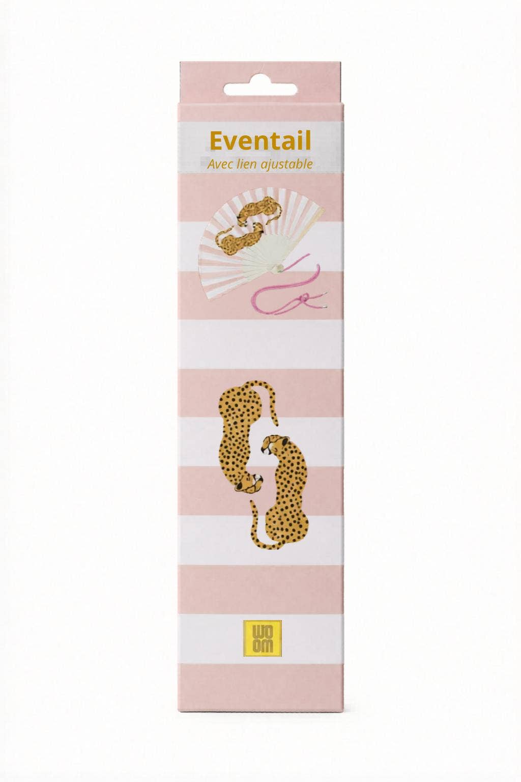 Fächer mit Schulterriemen - rosa gestreifter Leopard