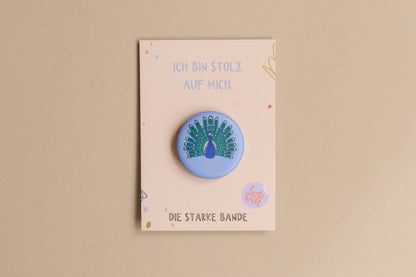 LieselsWicht Button Mit Affirmation - Pfau - Ich Bin Stolz Auf Mich